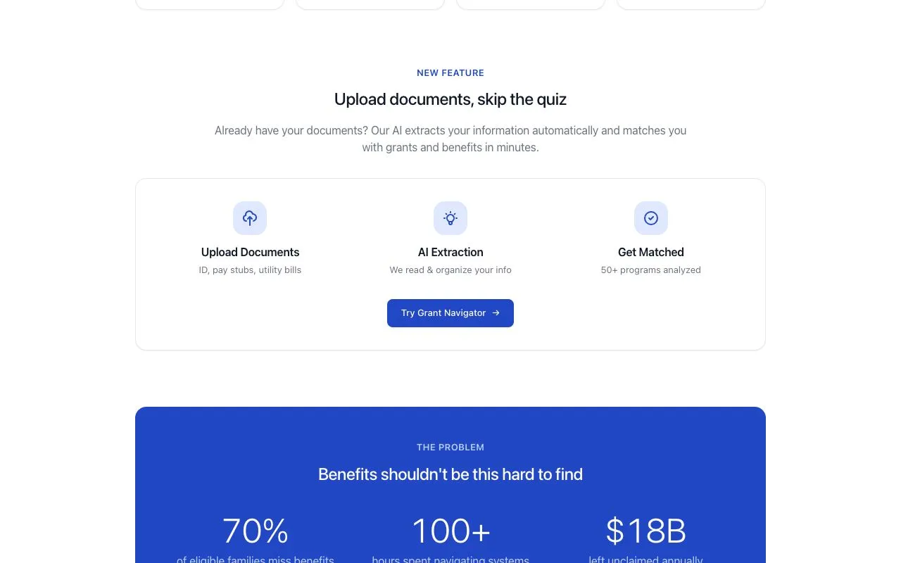 Care Navigator results showing eligible programs