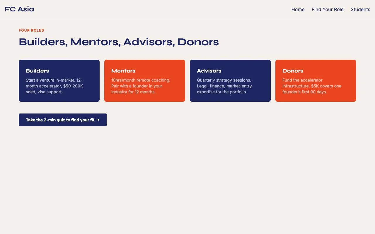 FC Asia funder-focused proof of concept section