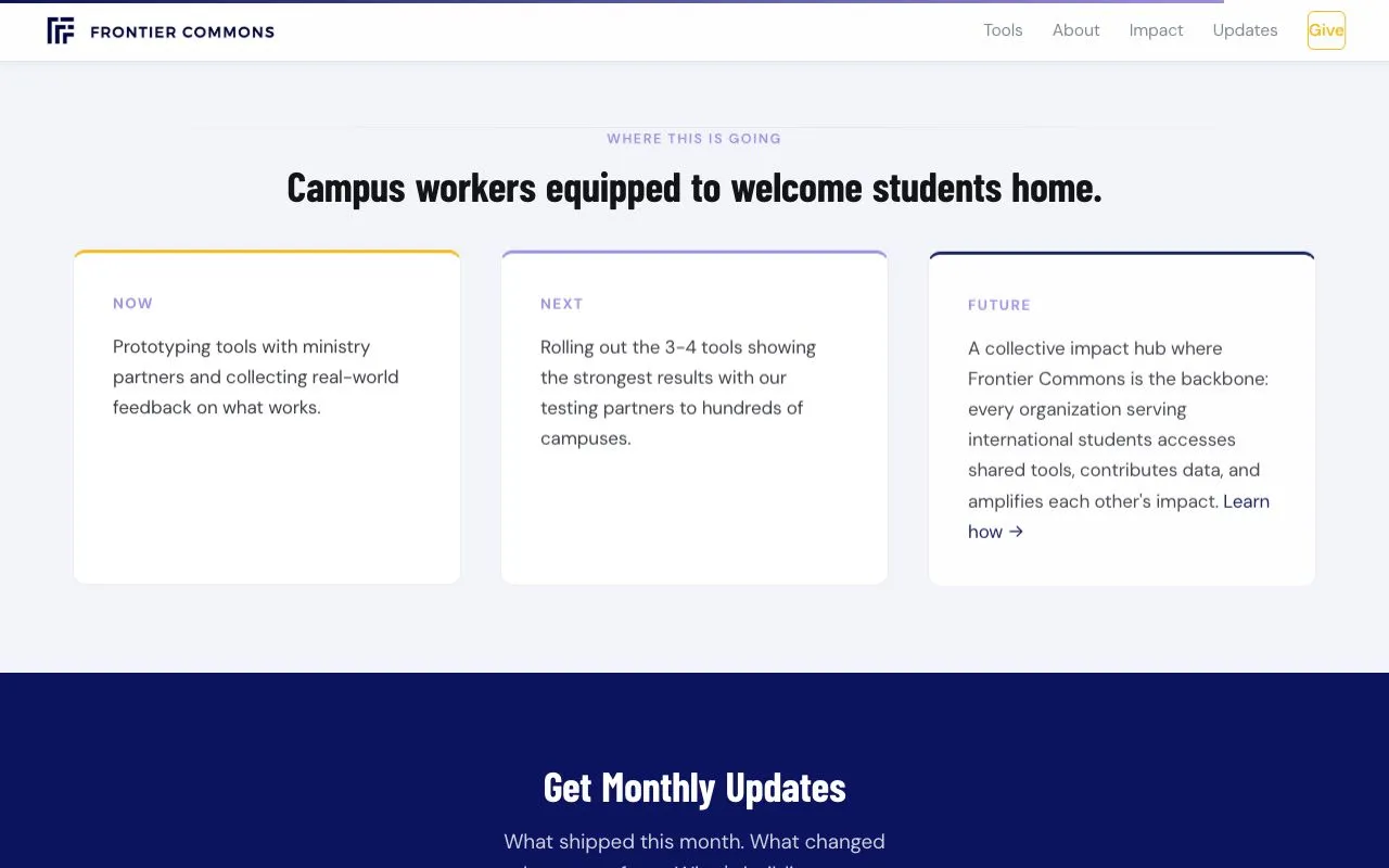 Frontier Commons impact and donation page