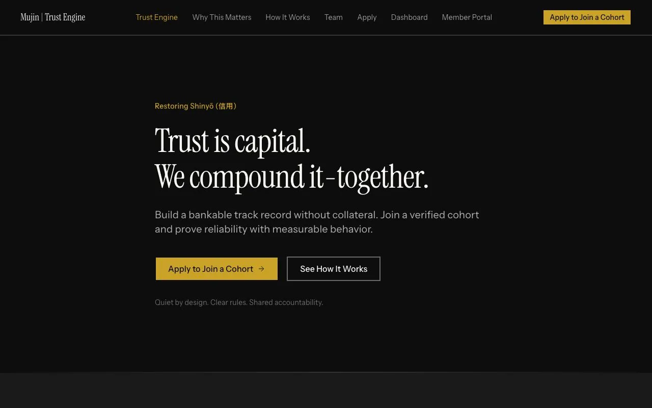 Mujin 2.0 homepage with activity categories