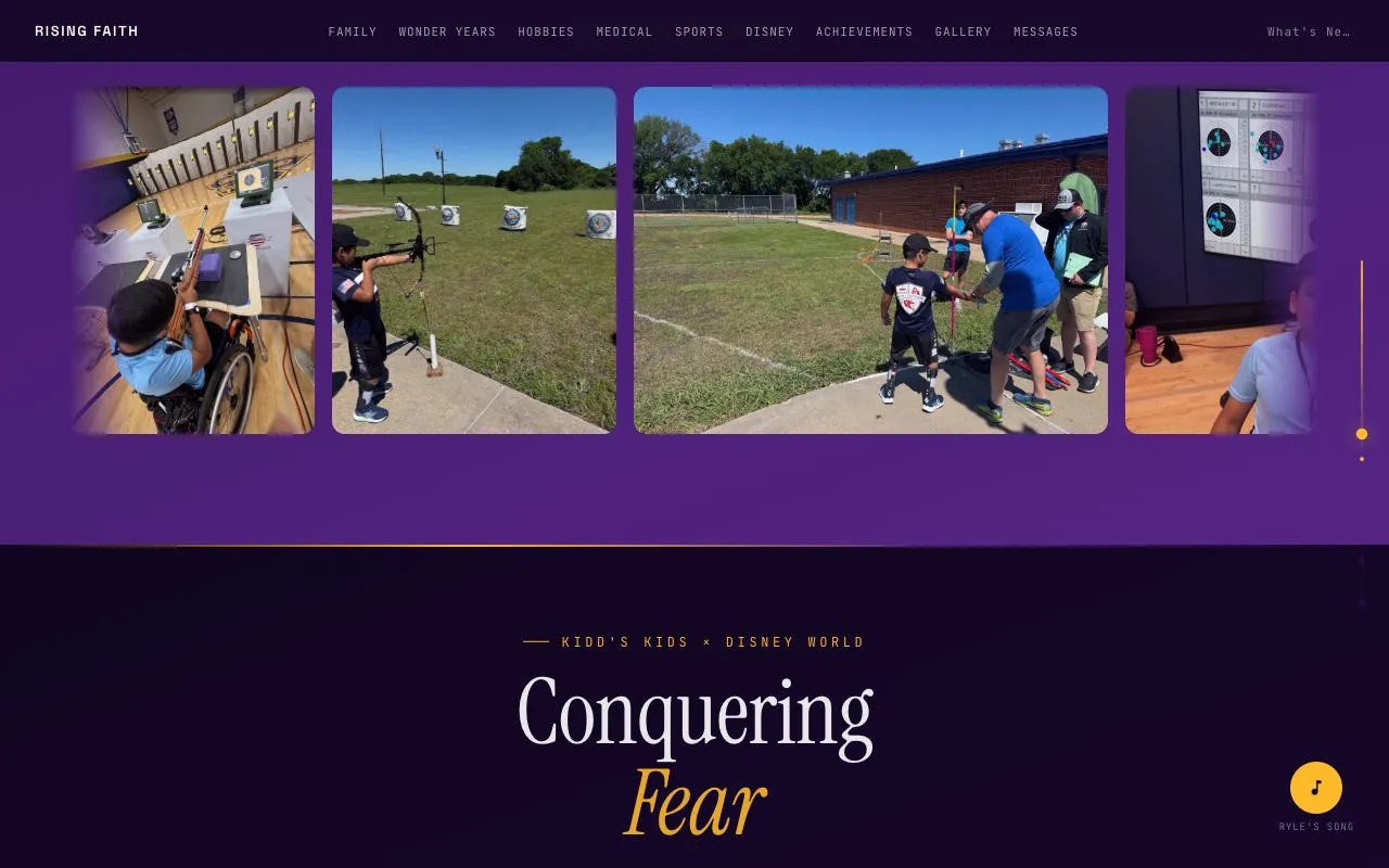 Rising Faith family gallery and scripture section